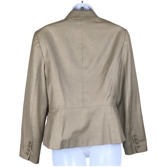 Ann Taylor Blazer Tan Three Button Suit Jacket Peplum Women's 6 Career Work - Picture 2 of 9